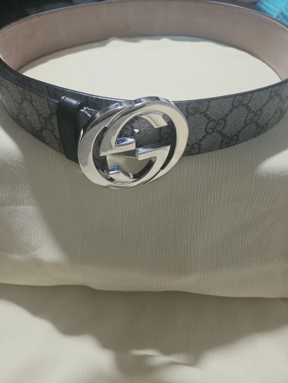 Gucci GG Logo Monogram Canvas Belt in Gray